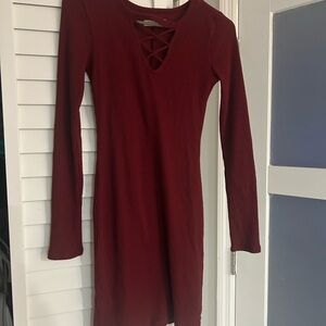 Hollister Burgundy/Red Long Sleeve Dress